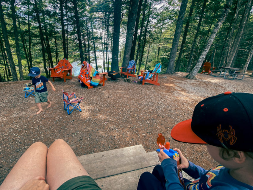 View from the deck of the oTENTik at Kejimkujik National Park in Nova Scotia, Canada